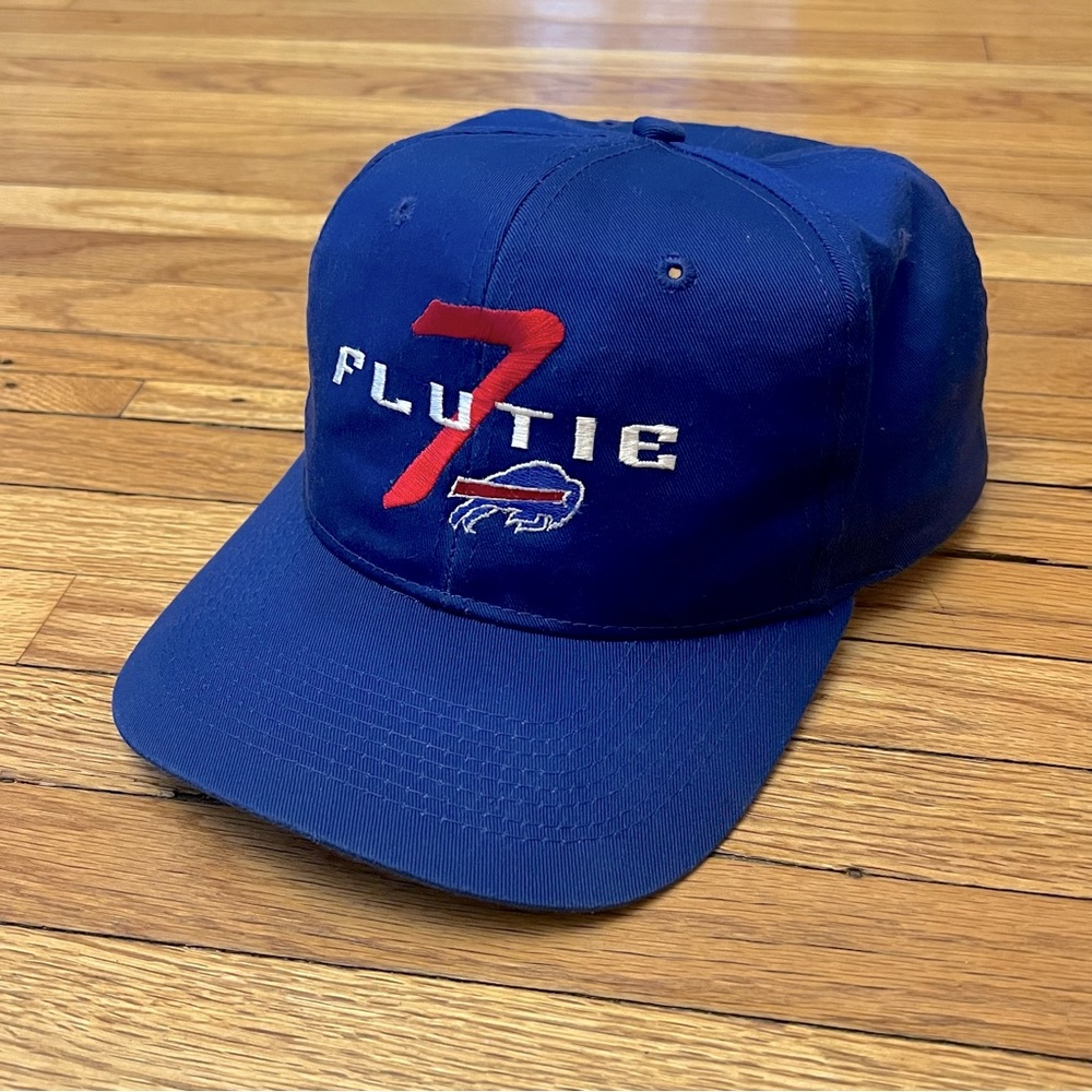 Vtg Buffalo Bills 90s Doug Flutie SnapBack Hat Cap #7 Y2K Jersey Shark Splash